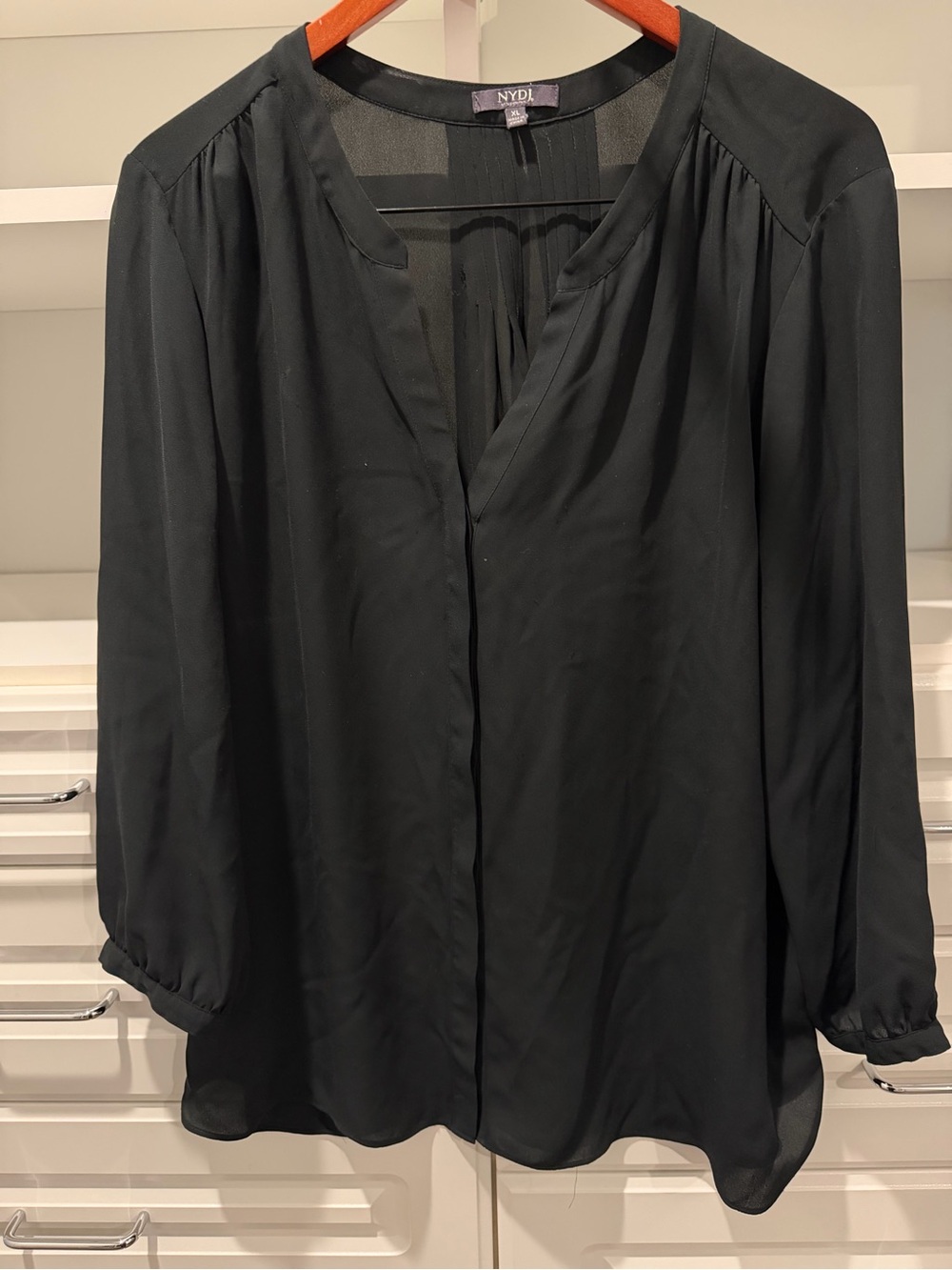 NYDJ Black V-Neck Long-Sleeve Blouse